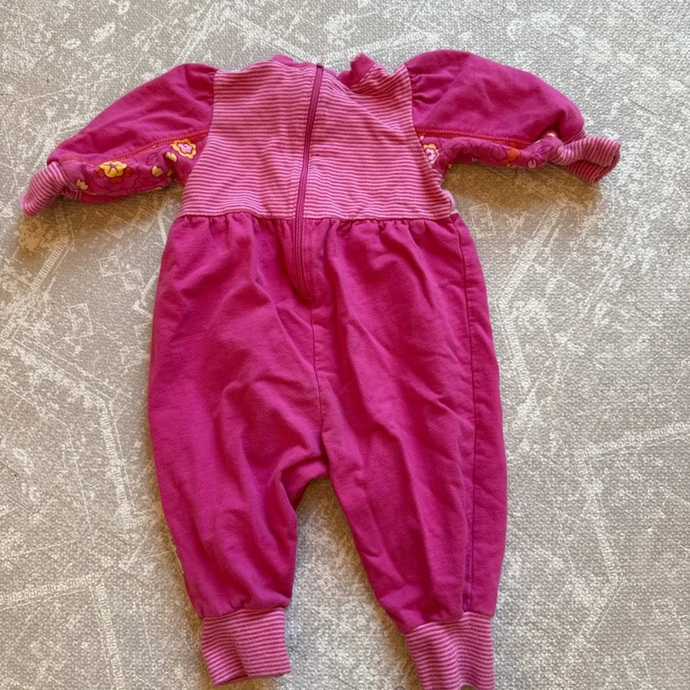 Vintage 90s Gymboree Floral Embroidered Romper Baby 6-12M Pink Cotton Jumpsuit